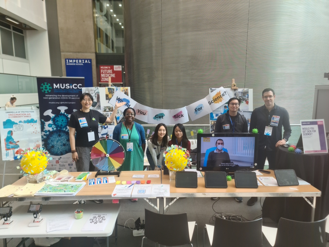 The human challenge study team and stand at the Great Exhibition Road Festival that MUSICC was a part of.
