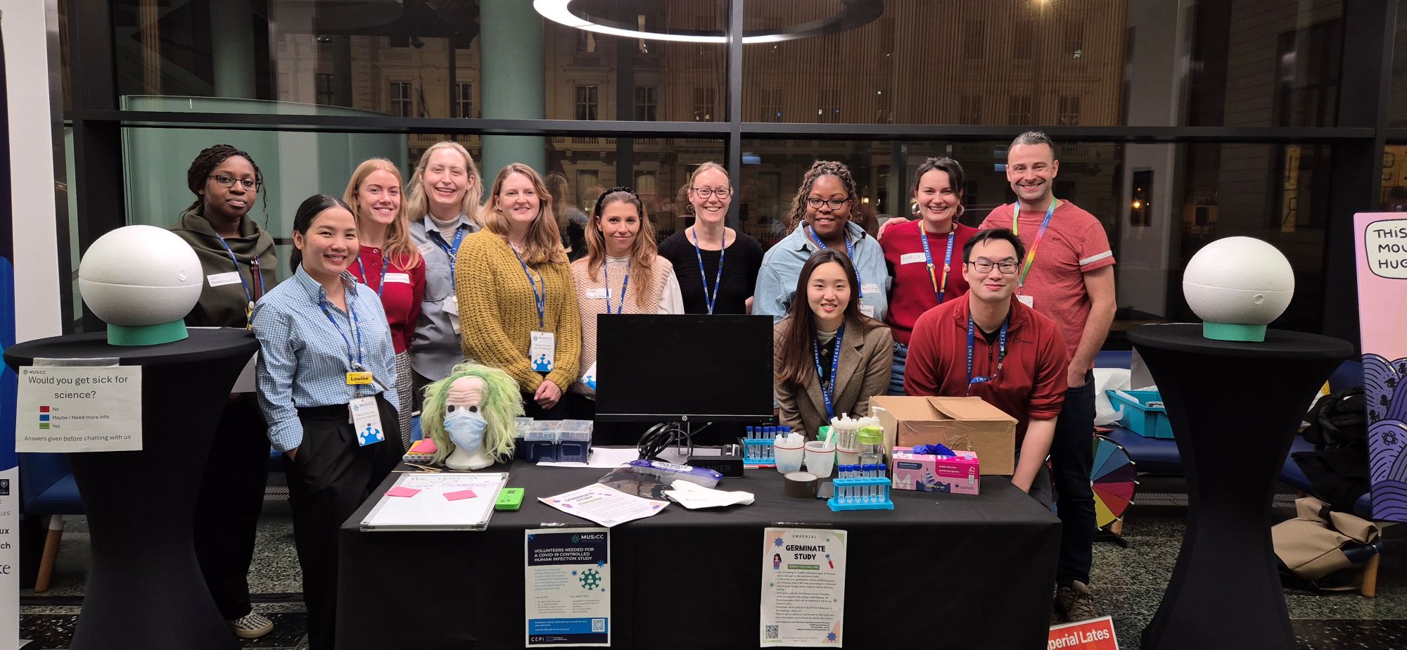 The MUSICC team at the Would You Get Sick for Science stand.